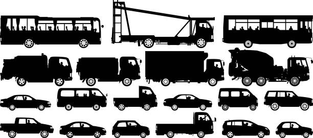 Vehicle Silhouettes Vehicle silhouettes. truck silhouettes stock illustrations