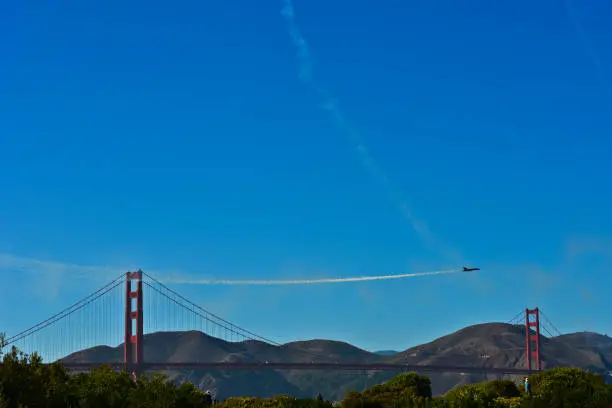 Photo of blue angles over golden gate bridge