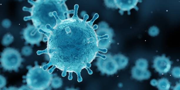 istock corona virus outbreak, covid-19, microscopic view of floating influenza virus cells, 3d rendering 1250170498