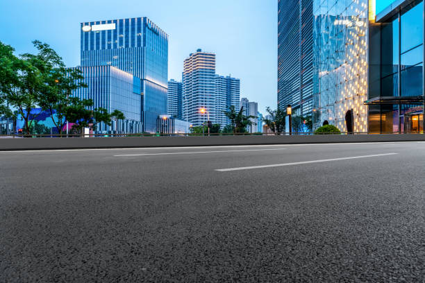 istock Road surface and urban architectural landscape 1250172741