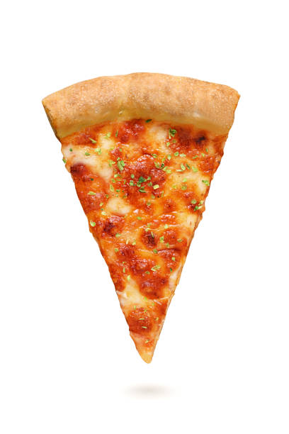 rebanada de pizza napolitana margherita aislada sobre fondo blanco. - cheese pizza fotografías e imágenes de stock