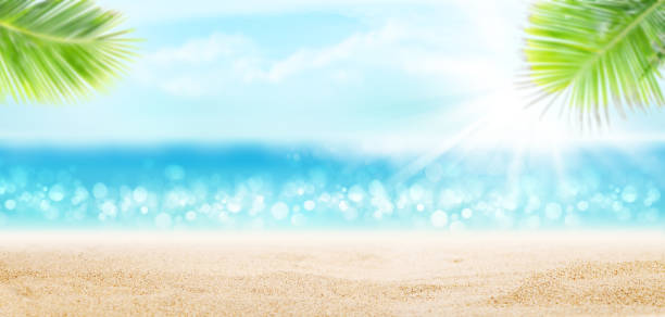 istock Summer tropical sea with sparkling waves, sand and blue sunny sky 1250175177