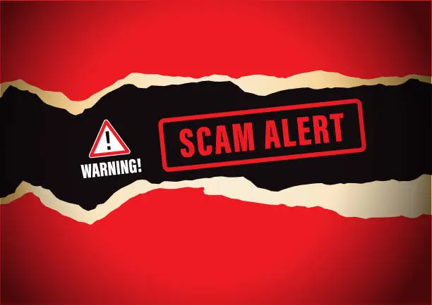 Vector illustration of Scam Alert Warning Sign background