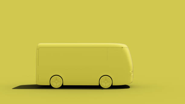 istock yellow electric self-driving van for branding 1250177031