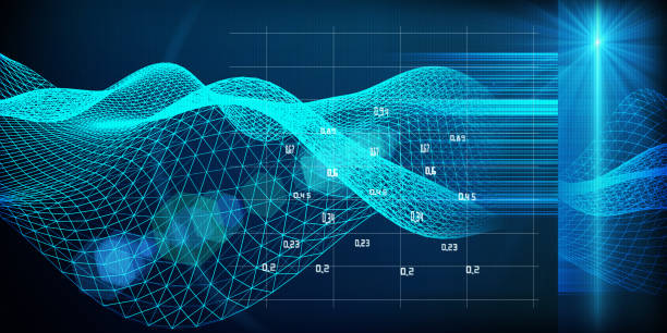 абстрактная футуристическая визуализация волнистой сетки искусственного интеллекта. большие данные.  квантовая виртуальная криптография - sensory perception flash stock illustrations