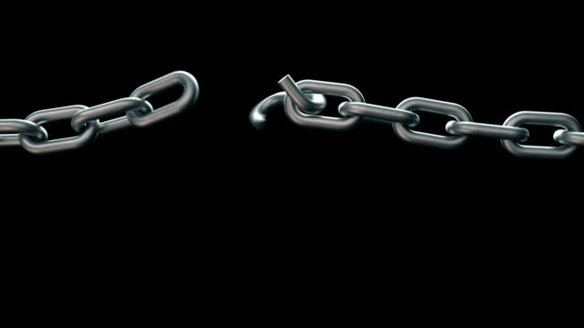 Realistic broken chain animation with alpha channel or matte