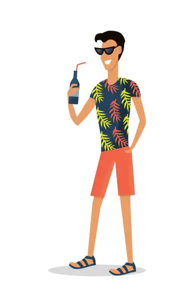 Vector illustration of Summer Vacation Pleasure Vector Illustration