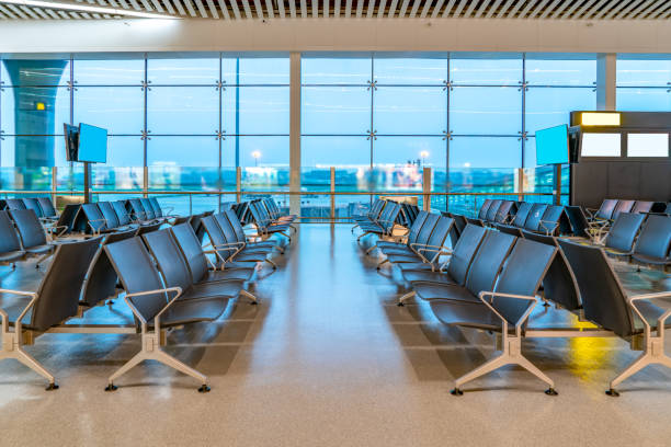 istock Inside view of airport waiting hall 1250179442