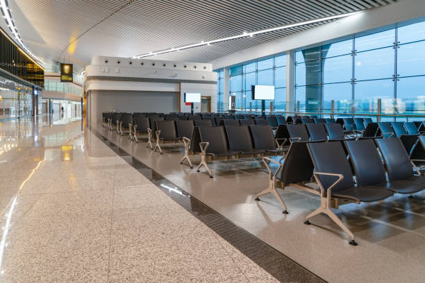 istock Inside view of airport waiting hall 1250179487