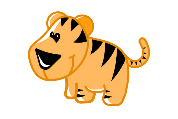 neugeborenes tiger-doodle für kinder - babytiger stock-grafiken, -clipart, -cartoons und -symbole