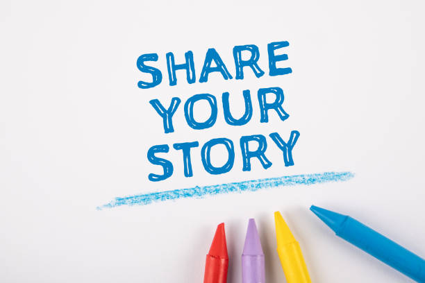 istock SHARE YOUR STORY. Text and suggestion on a white page 1250186948