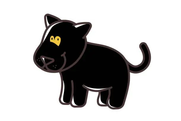 Vector illustration of Black jaguar doodle