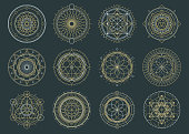 istock Vector set of sacred geometric figures, dreamcatcher and mystic symbols, alchemical and spiritual signs 1250189700