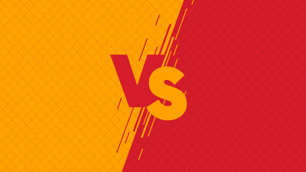 Versus screen flat modern design, fight headline on the background of the grid against each other , yellow vs red Versus screen flat modern design, fight headline on the background of the grid against each other , yellow vs red balance borders stock illustrations