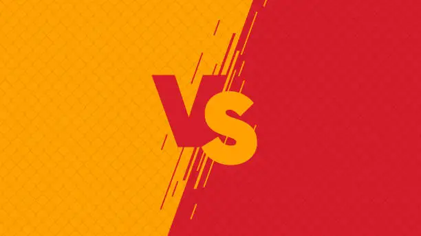 Vector illustration of Versus screen flat modern design, fight headline on the background of the grid against each other , yellow vs red