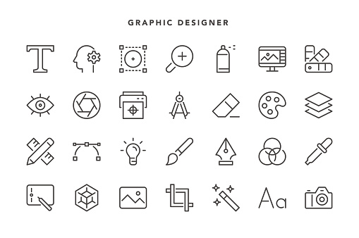 Graphic Designer Icons - Vector EPS 10 File, Pixel Perfect 28 Icons.