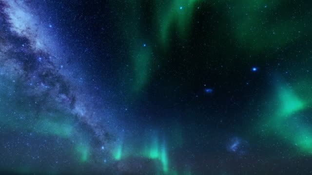 Northern lights timelapse against starry sky, 4K