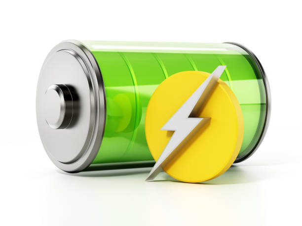 istock Fully charged battery and recharge icon isolated on white background 1250202011