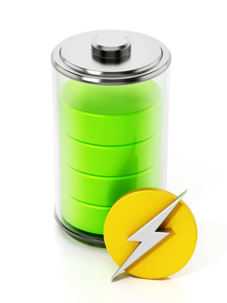 istock Fully charged battery and recharge icon isolated on white background 1250202048