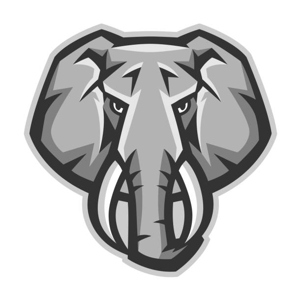 Mascot stylized elephant head. Mascot stylized elephant head. Illustration or icon of wild animal. elephant logo stock illustrations