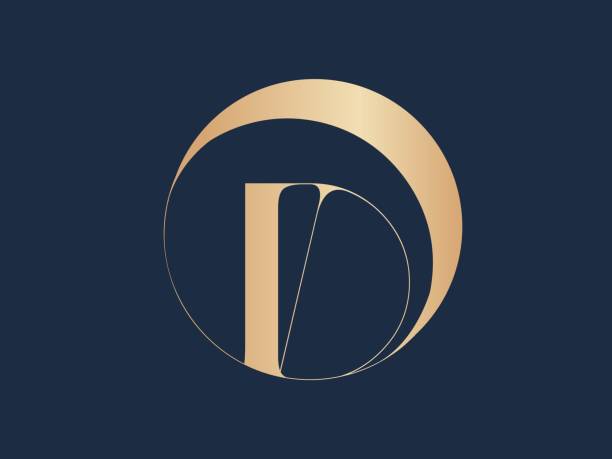 логотип буквы d в круглой раме. типографская иконка с вывеской надписи верхнего регистра. алфавит начальный. - a d stock illustrations