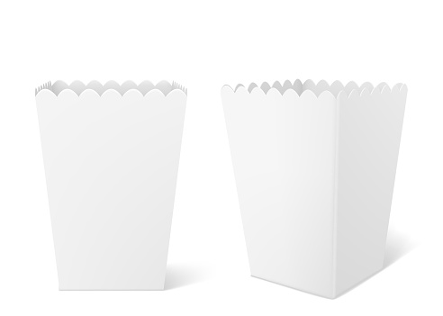 White paper box for popcorn in cinema