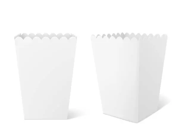 Vector illustration of White paper box for popcorn in cinema
