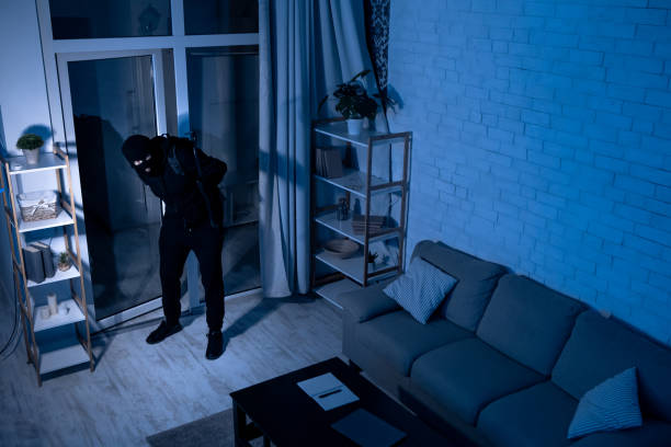 istock Thief With Crowbar Entering House View From Camera 1250216777