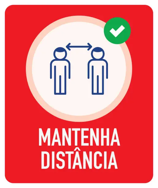 Vector illustration of Mantenha Distancia (