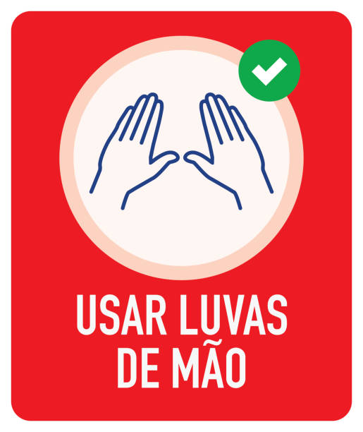 Wear Hand Gloves icon. Usar Luvas De Mão ("Wear Hand Gloves" in Portuguese) icon. Editable Vector File. mão stock illustrations