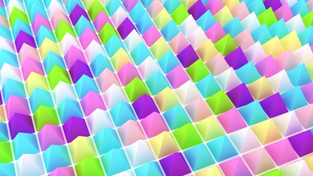 istock Holographic pyramids background. 3d illustration. Multicolor wallpaper. Smooth pastel texture. Spikes abstract. Sharp objects. 3d rendering backdrop. 1250220723