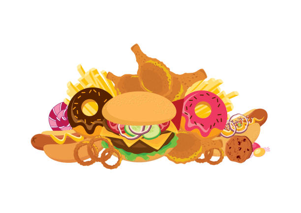 Fast Food Pile Of Junk Food Vector Stock Illustration - Download