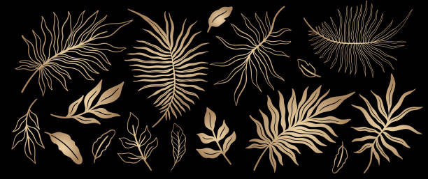 istock Tropical plant leaf set.Botanical floral element background.Design for home decor, fabric, carpet, wrapping 1250223971