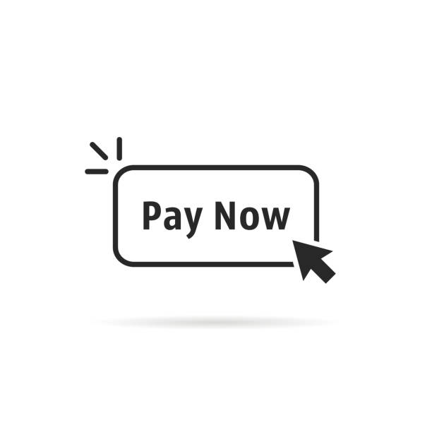 ilustrações de stock, clip art, desenhos animados e ícones de linear simple black pay now button - auction interface icons push button buy