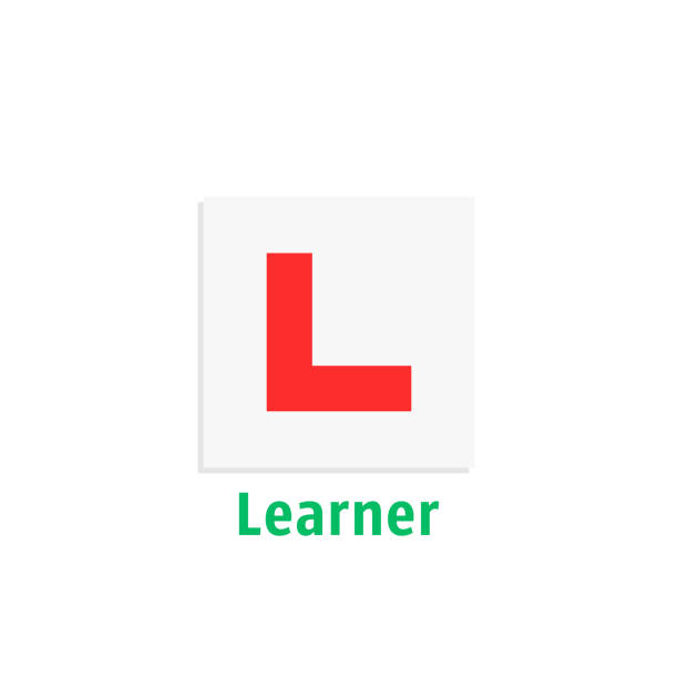 simple learner driver plate icon simple learner driver plate icon. cartoon flat style trend modern driving school graphic art design element. concept of badge for vehicle control education or exam or learning for chauffeur learner driver stock illustrations