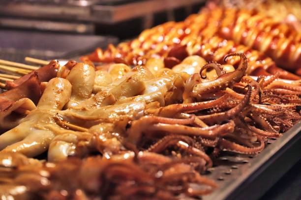 istock Grilled octopus in Raohe Night Market 1250229953