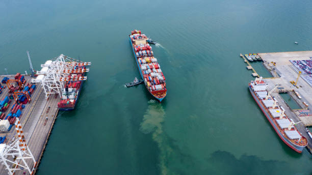 istock Container cargo ship, Freight shipping maritime vessel, Global business import export commercial trade logistic and transportation oversea worldwide by container ship freight cargo vessel boat. 1250231065