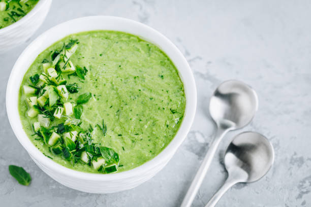 istock Cucumber Gazpacho. Green fresh cold summer soup. 1250232561