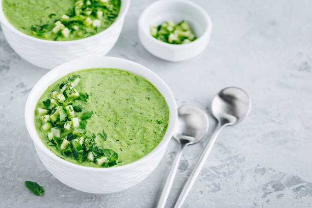 istock Cucumber Gazpacho. Green fresh cold summer soup. 1250233092