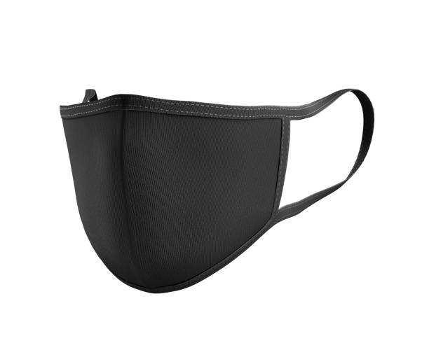 istock Black Face Mask Mockup, dark dust mask 3d rendering isolated on white background 1250233170