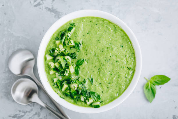 istock Cucumber Gazpacho. Green fresh cold summer soup. 1250233176