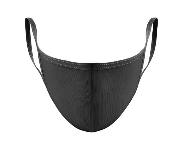 istock Black Face Mask Mockup top side view, dark dust mask 3d rendering isolated on white background 1250233190