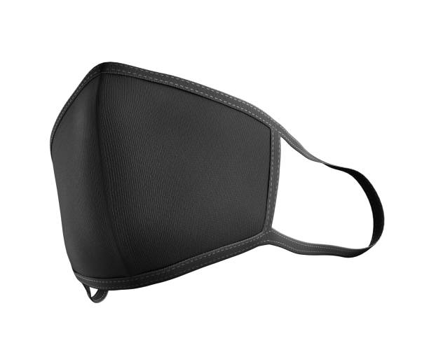 istock Black Face Mask Mockup, dark dust mask 3d rendering isolated on white background 1250233191