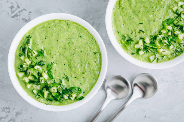 istock Cucumber Gazpacho. Green fresh cold summer soup. 1250233225