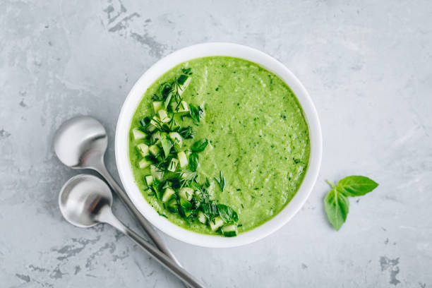 istock Cucumber Gazpacho. Green fresh cold summer soup. 1250233252