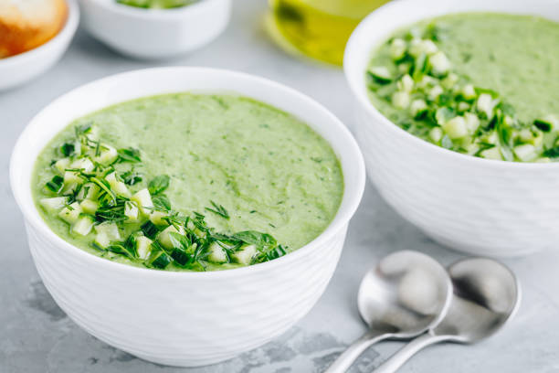istock Cucumber Gazpacho. Green fresh cold summer soup. 1250233270