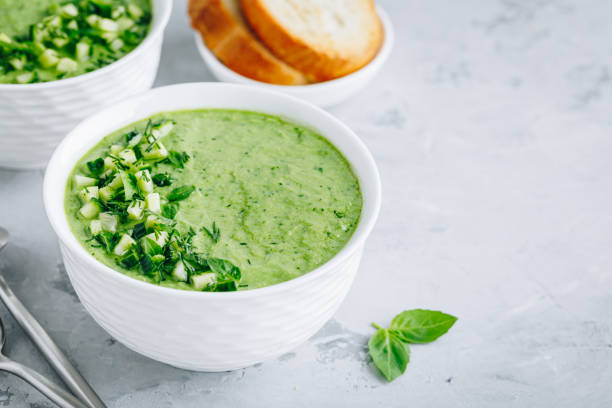 istock Cucumber Gazpacho. Green fresh cold summer soup. 1250233314
