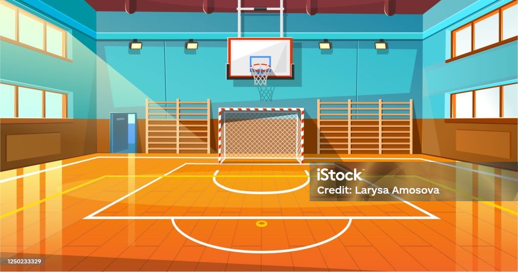 Shining Basketball Court With Wooden Floor Illustration Stock Illustration  - Download Image Now - iStock