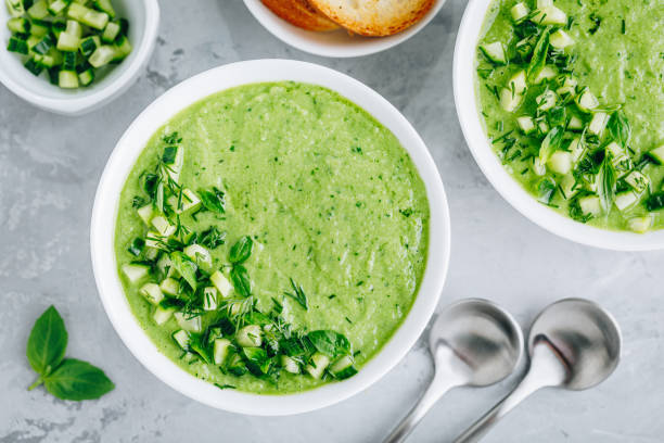 istock Cucumber Gazpacho. Green fresh cold summer soup. 1250233346