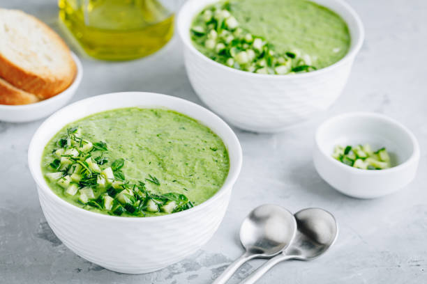 istock Cucumber Gazpacho. Green fresh cold summer soup. 1250233636
